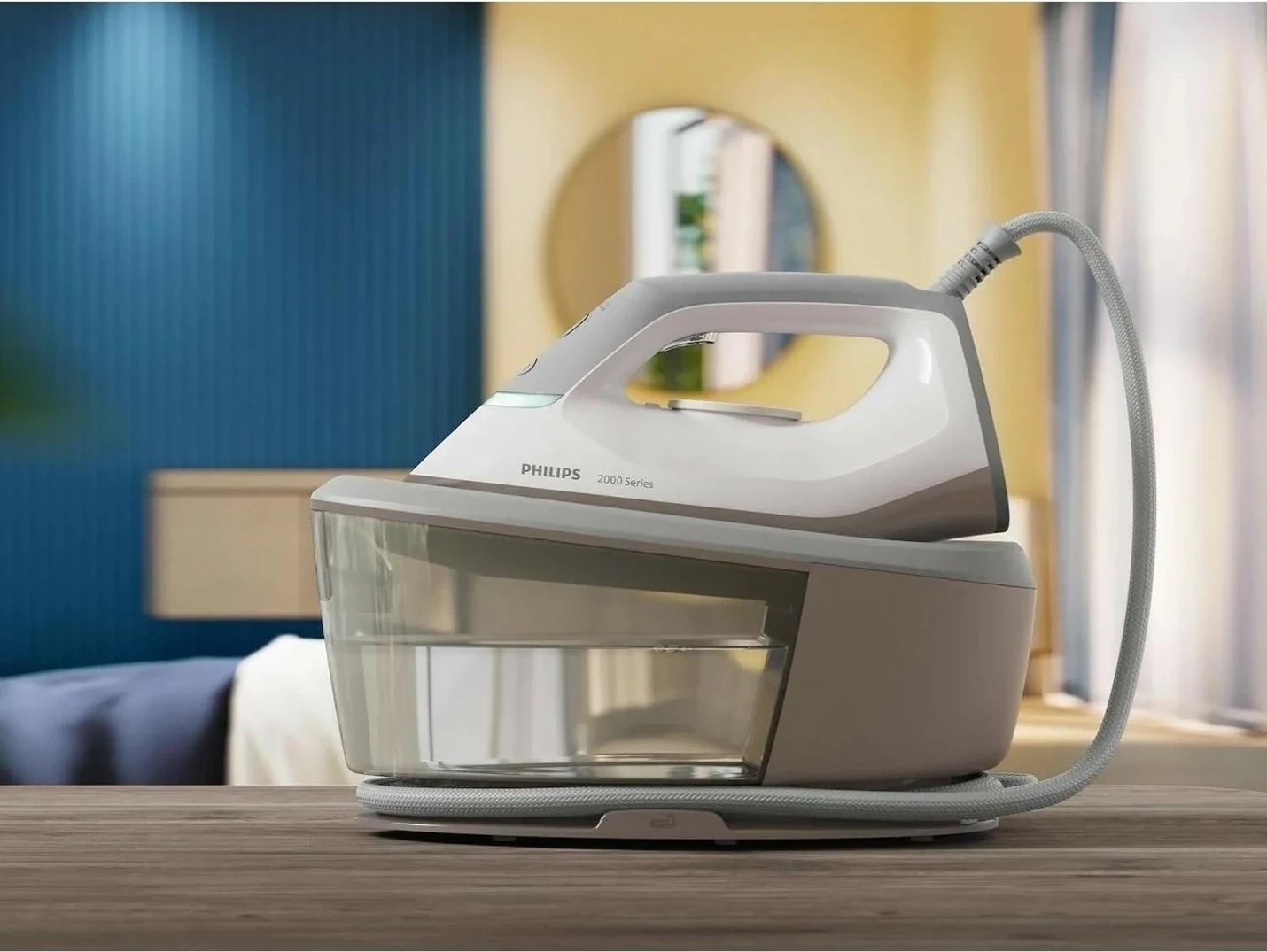 Hekur me avull Philips 2000 Series PSG2000/80, 2400 W, 1.4 L, pllaka qeramike, Gri/Bardhë
