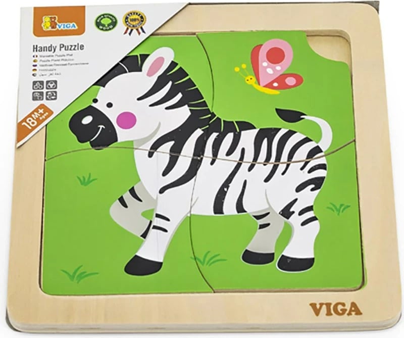 Puzzle druri, Viga, zebra 4 copë, multingjyrësh