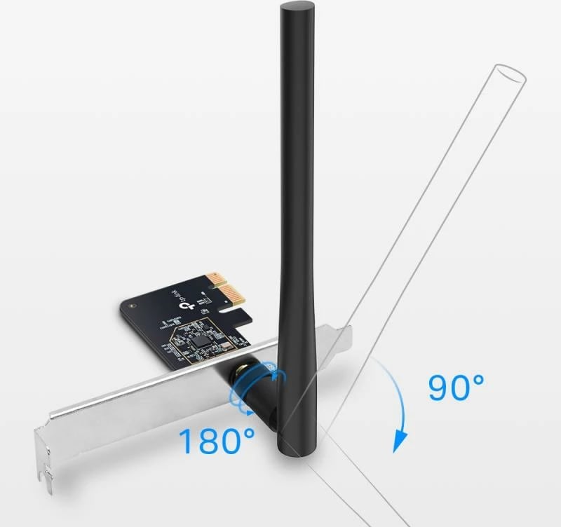 Adapter Wi‑Fi PCIe, TP-Link Archer T2E, AC600 Dual-Band, e zezë/argjend