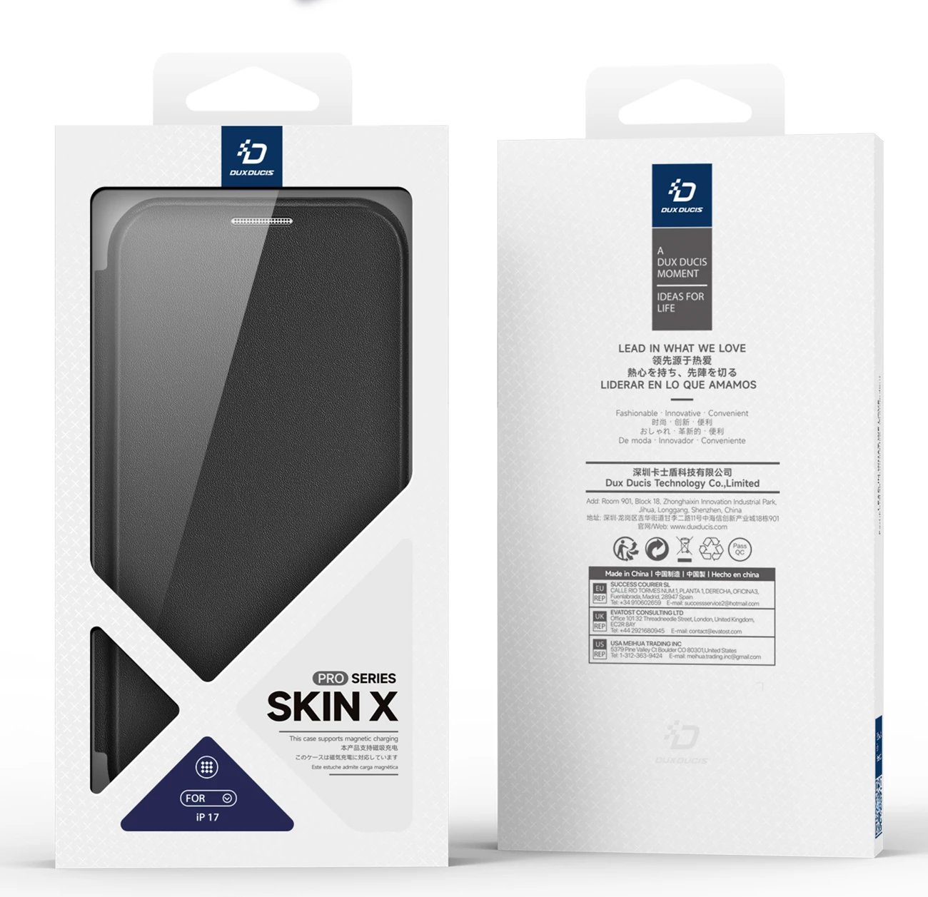 Mbështjellës Dux Ducis Skin X Pro për iPhone 17, me portofol, MagSafe, e zezë