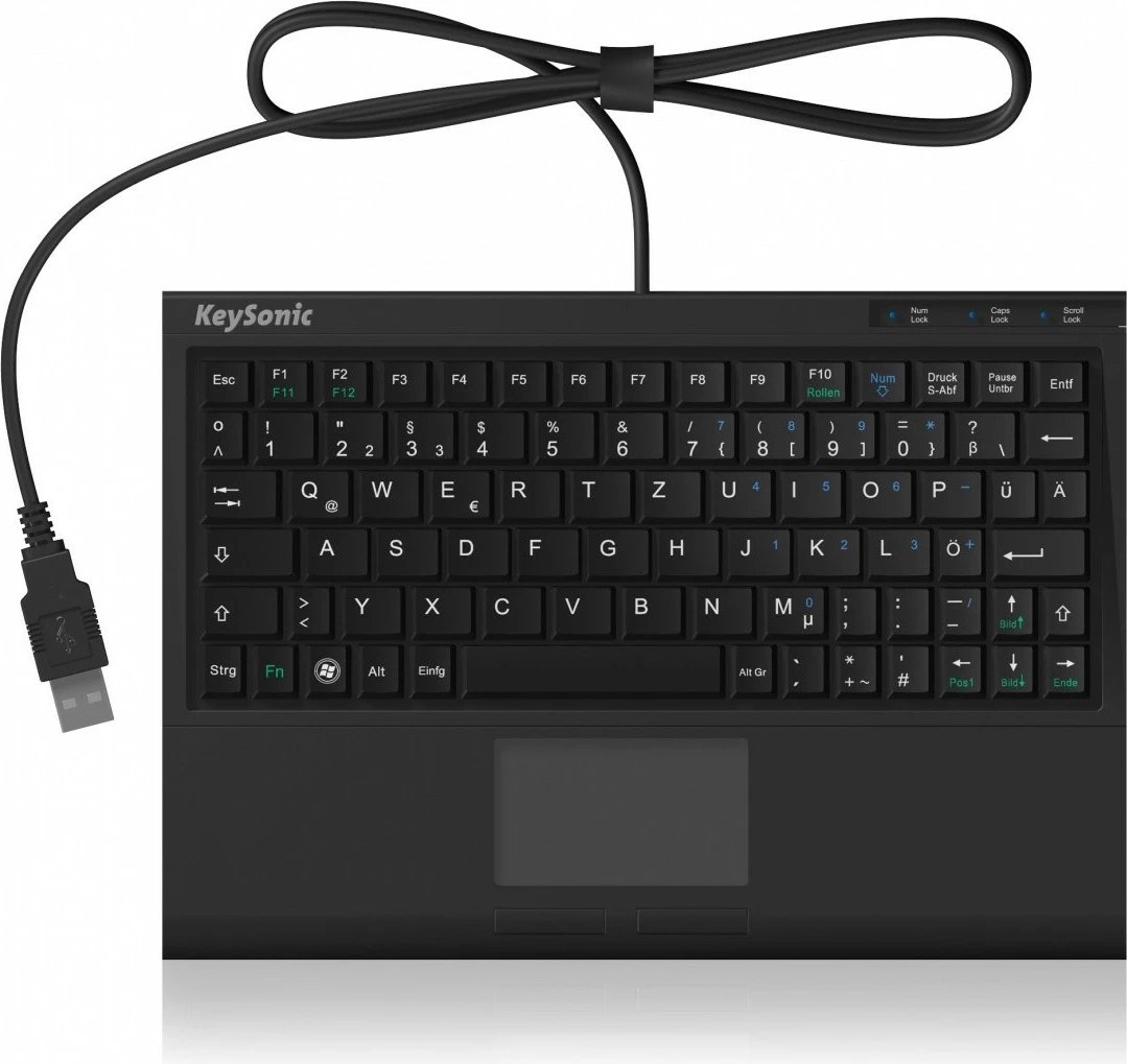 Tastierë mini KEYSONIC ACK-3410 me touchpad, USB, e zezë