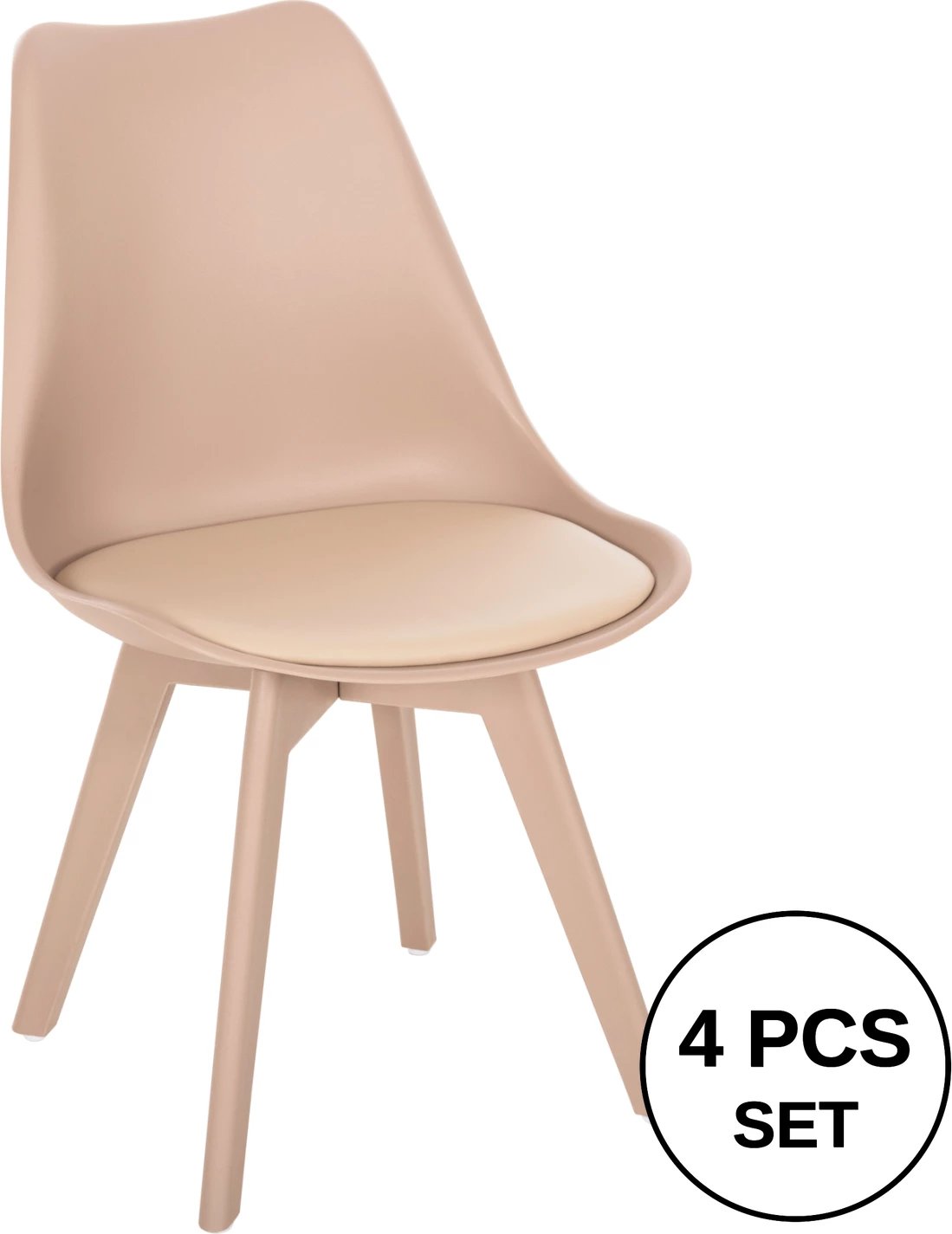 Karrige për ngrënie Vegas FH0033.45 me këmbë polipropileni dhe ndenjëse PP kapuçino 46x58x82 cm, set prej 4 copë