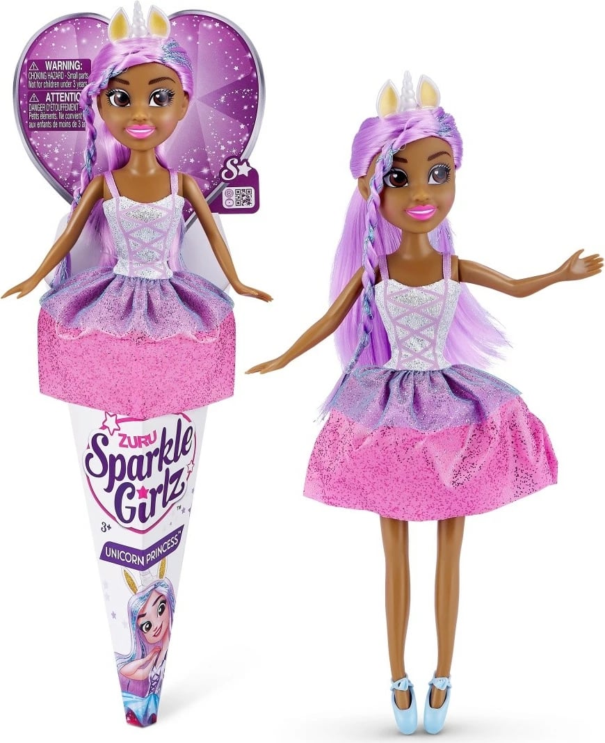 Kukull Sparkle Girlz ZURU, 10.5 inç, set 12 copë, princeshë dhe unikorn, për vajza