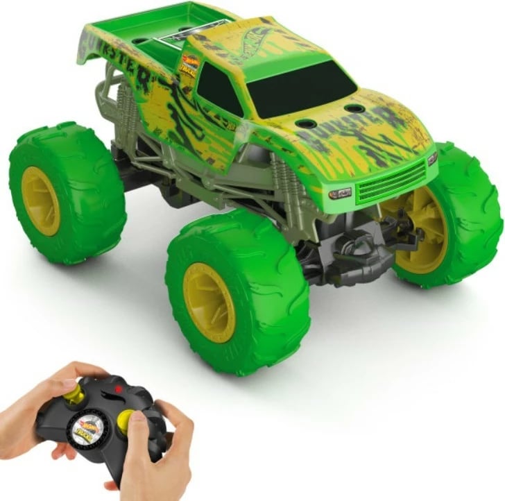 Makine lodër me telekomandë Hot Wheels Monster Trucks Gunkster, 1:15, Gjelbër/Verdhë