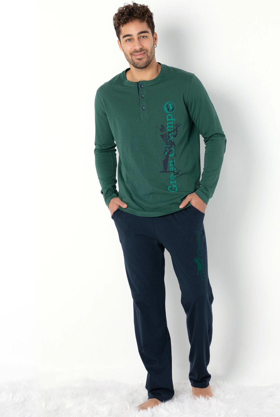 Set pizhamash për burra Jumeon, 002-000699002, e gjelbër