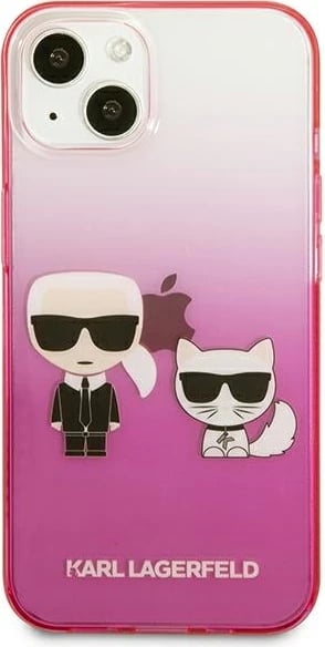 Mbështjellës Karl Lagerfeld KLHCP13STGKCP për iPhone 13 mini 5.4", hardcase, rozë Gradient Ikonik Karl & Choupette