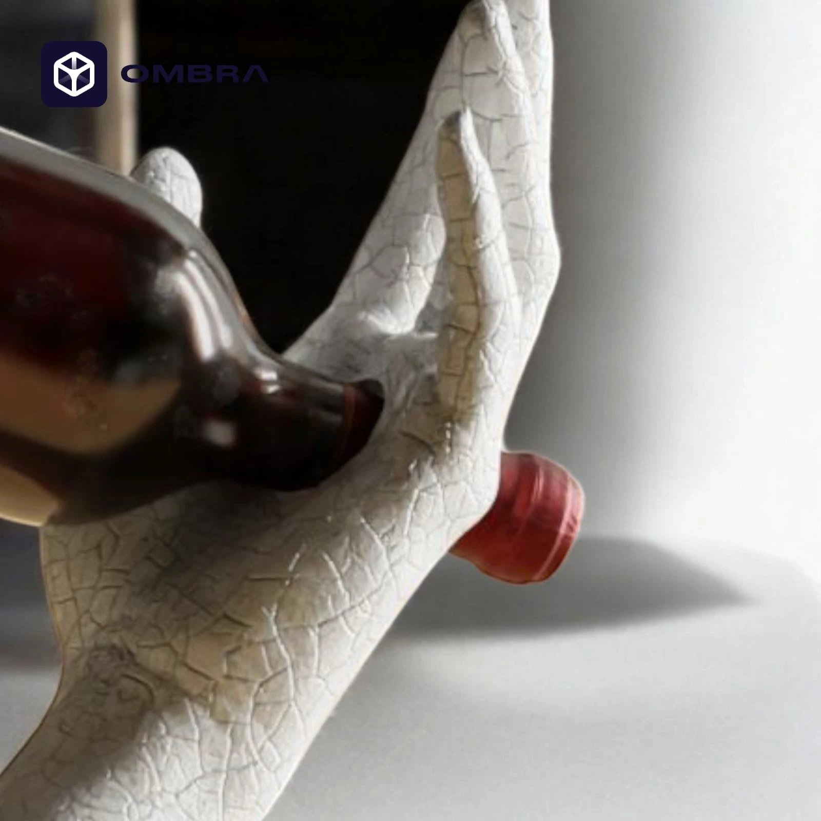Mbajtëse për shishe të verës "Hand Wine Holder Texture", e bardhë