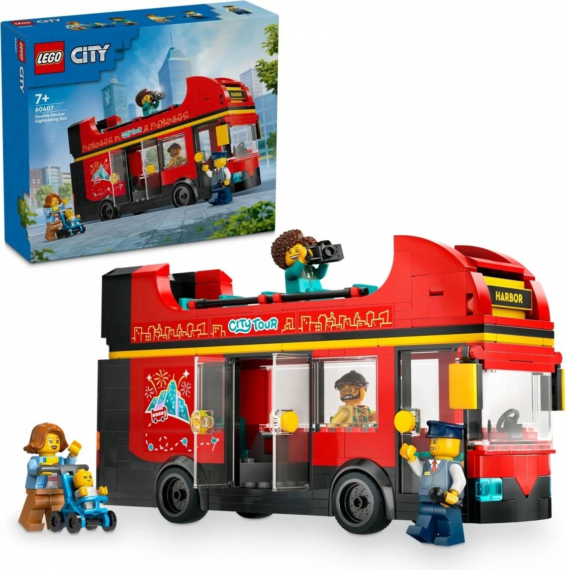 Set lodrash LEGO City 60407, autobus dy-katësh, i kuq, 384 pjesë