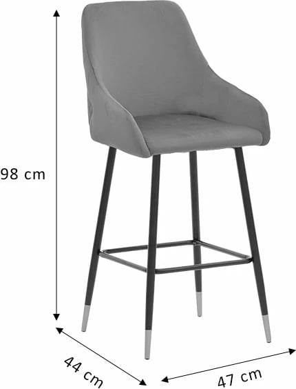 Karrige për bar Lithe këmbë metali ngjyrë ari-velur e zezë 47x44x98cm