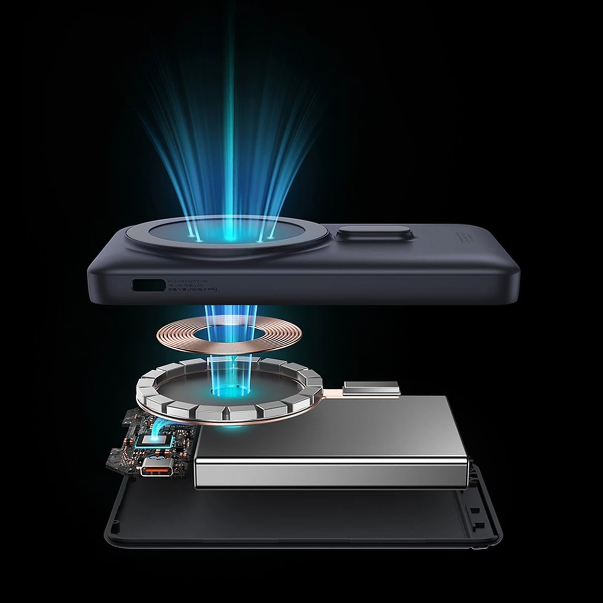 Powerbank Baseus Magnetic Bracket PPCX000203, 10000mAh, MagSafe, 20W, me kabllo USB-C 0.5m, Kaltër e errët
