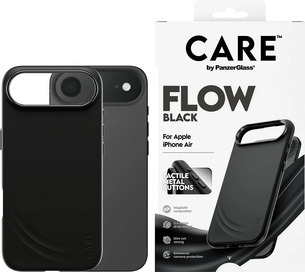 Mbështjellës PanzerGlass CARE Feature FLOW Case me MagSafe për iPhone Air, zi