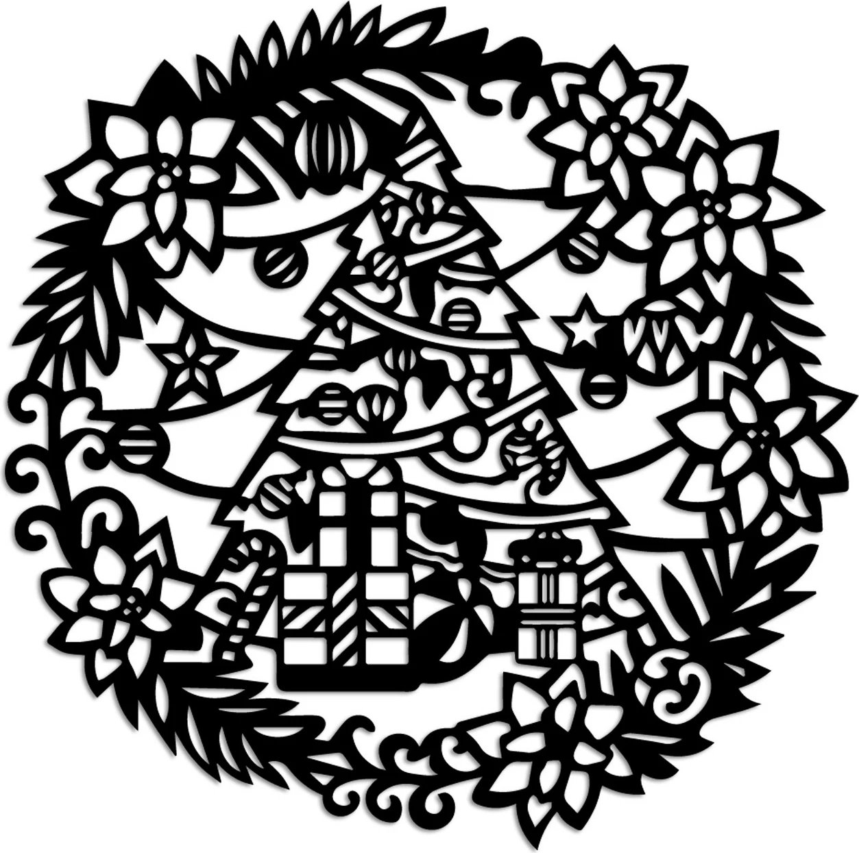 Aksesor dekorativ metalik për mur Wallity, Vit i Ri 2, ngjyrë e zezë, 42x42cm