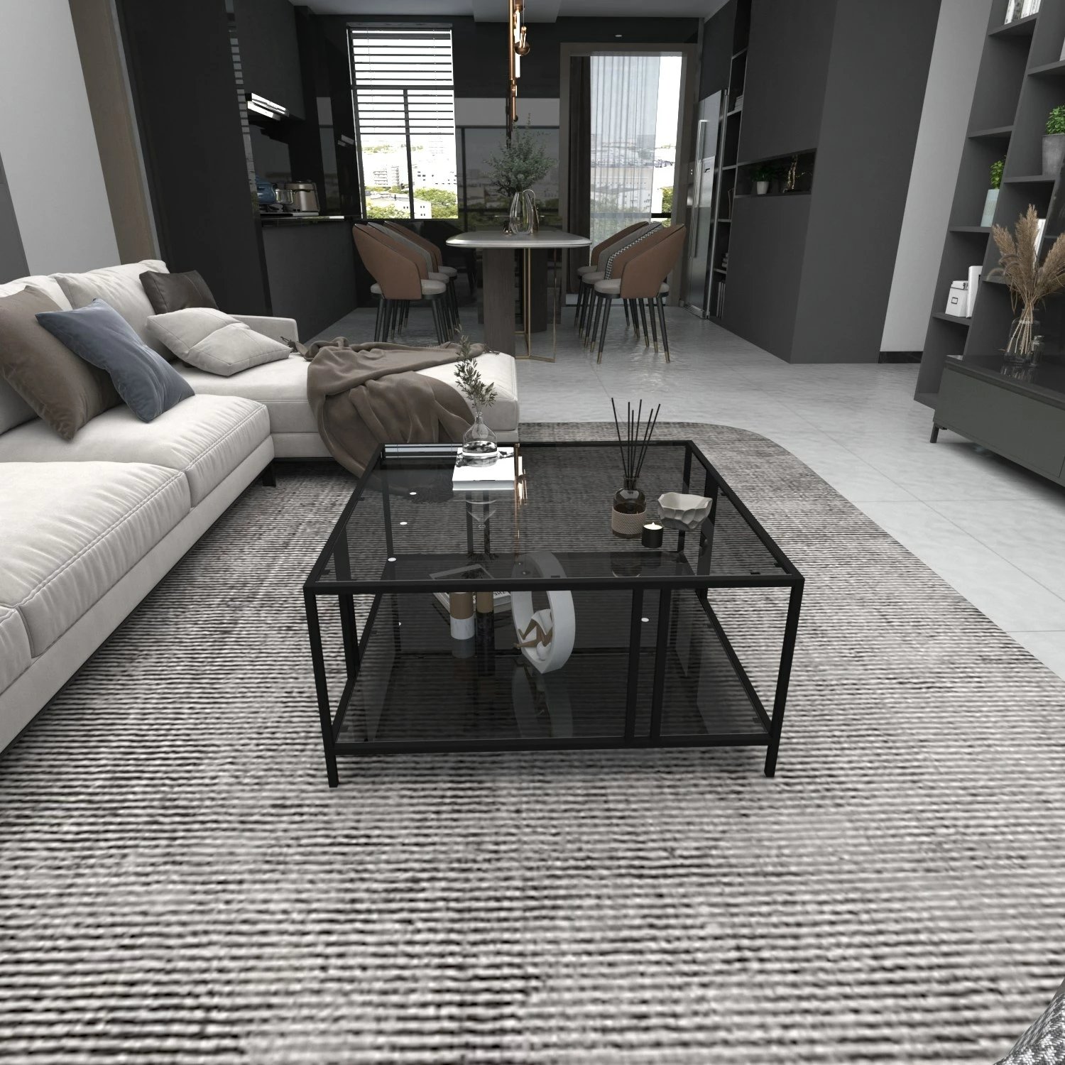 Tavolinë e ulët Hanah Home Uranüs, ngjyrë e zezë, fume