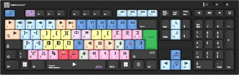 Tastierë LogicKeyboard Avid Media Composer FR (PC), e zezë