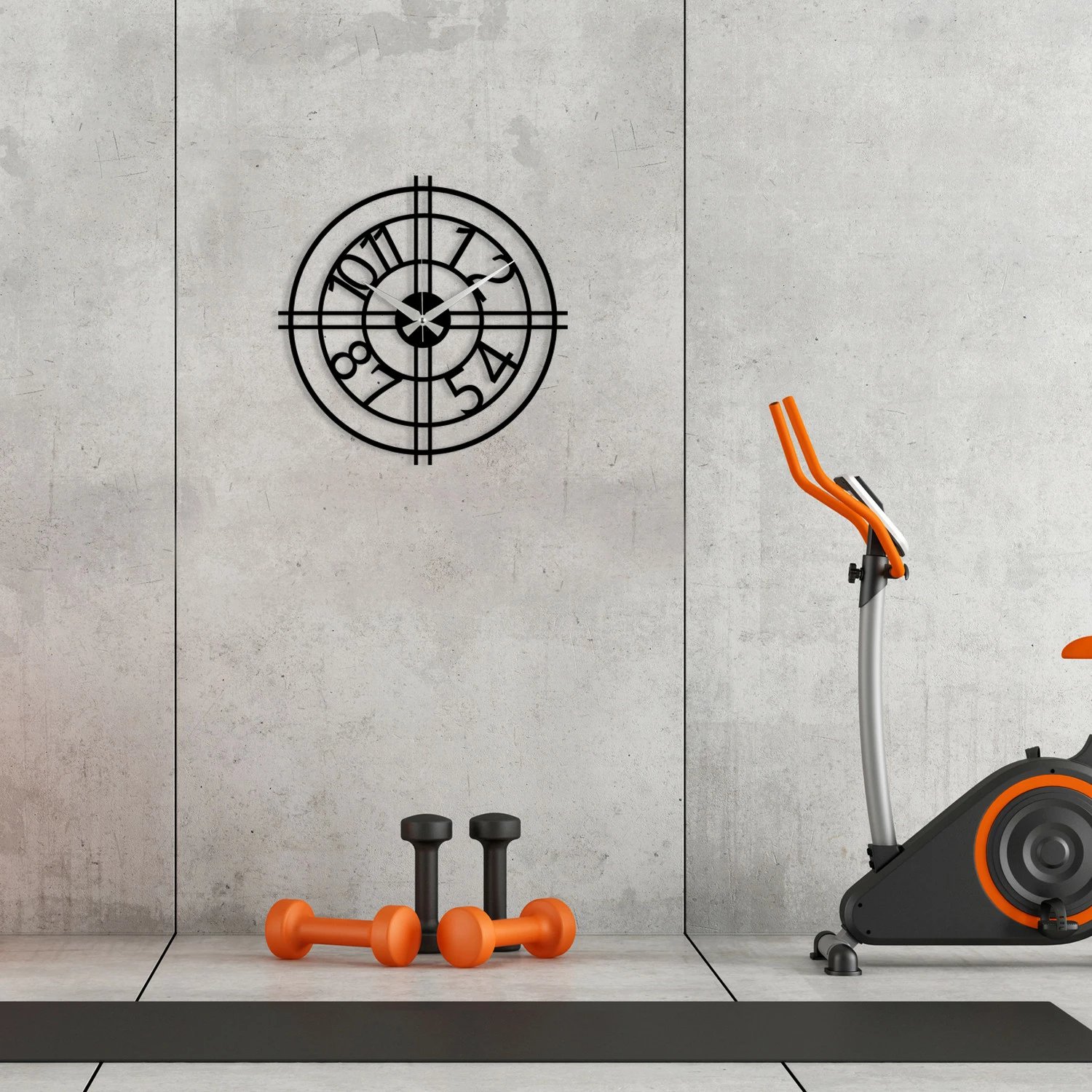 Orë muri dekorative prej metali, Wallity Enzoclock - S010, e zezë, 48x48cm