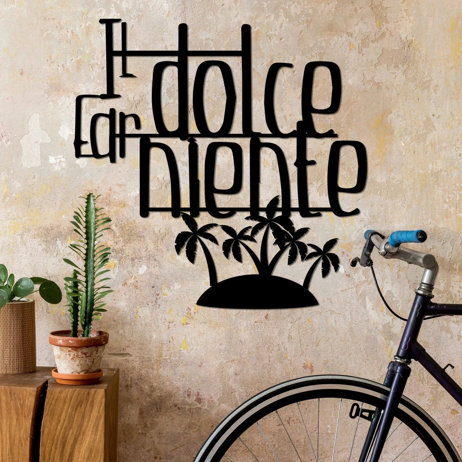 Aksesor dekorativ metalik për mur, Wallity Dolce Far Niente 4, ngjyrë e zezë, 56x56cm