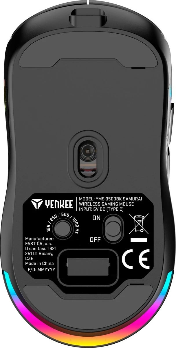 Maus gaming YENKEE SAMURAI YMS 3500WH, wireless/USB-C, RGB, i bardhë