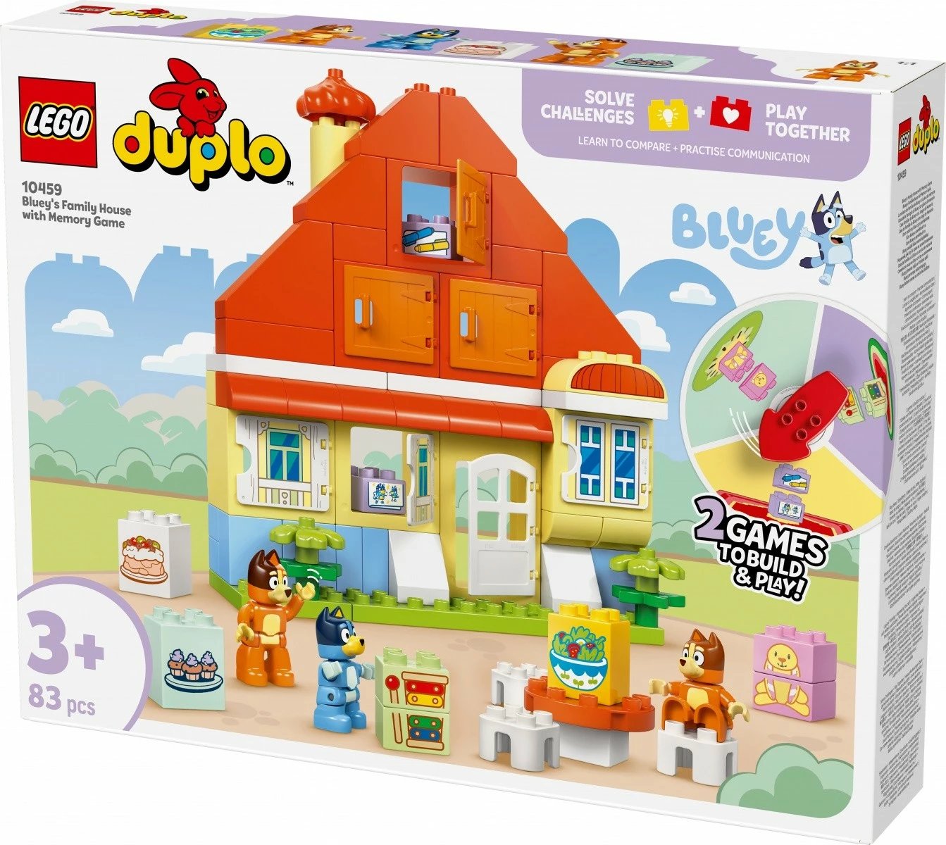 Set ndërtimi LEGO DUPLO Bluey Family House me lojë memorieje, 83 pjesë