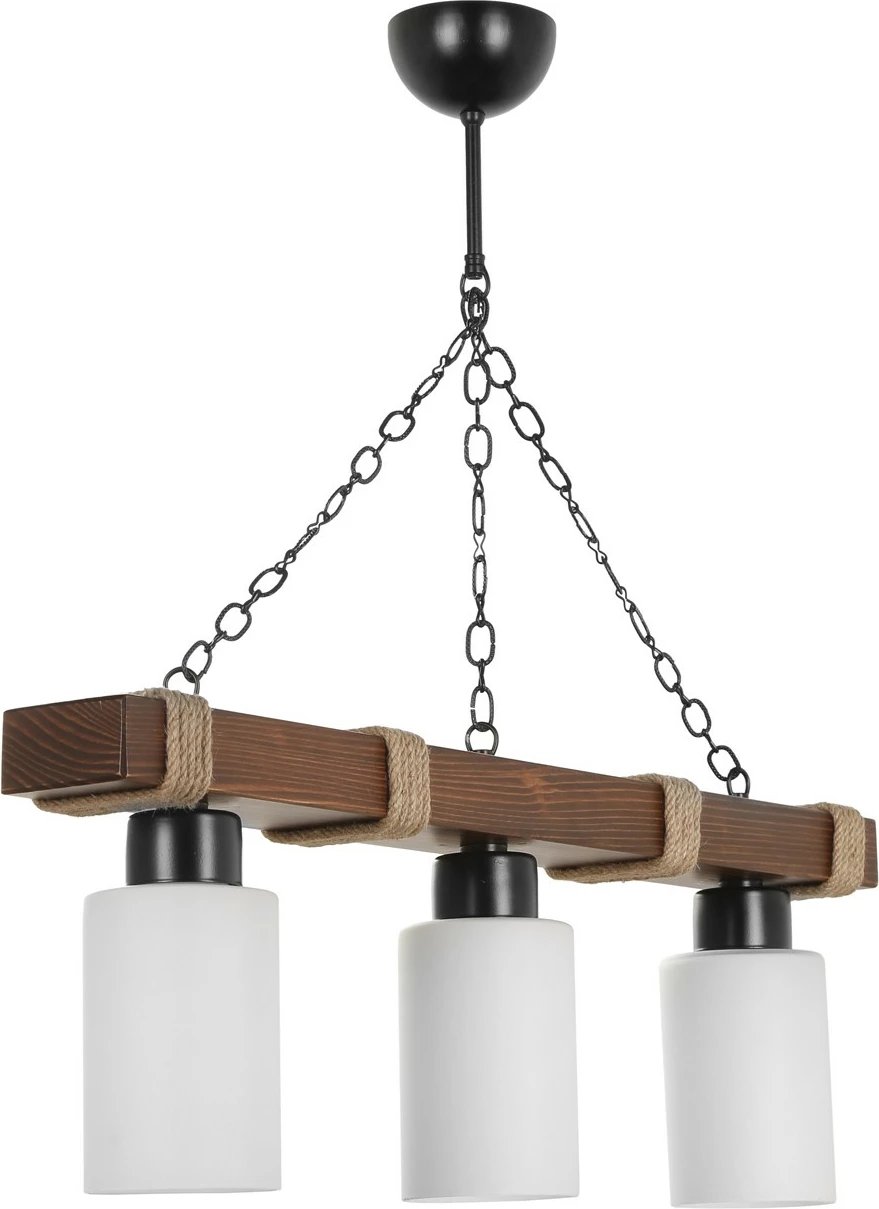 Llambë tavani Opviq Jasmin, 3 copa, dru, ngjyrë arre, cilindër me xham opal, e bardhë Llambë tavani Opviq Jasmin, 3 copa, dru, ngjyrë arre, cilindër me xham opal, e bardhë