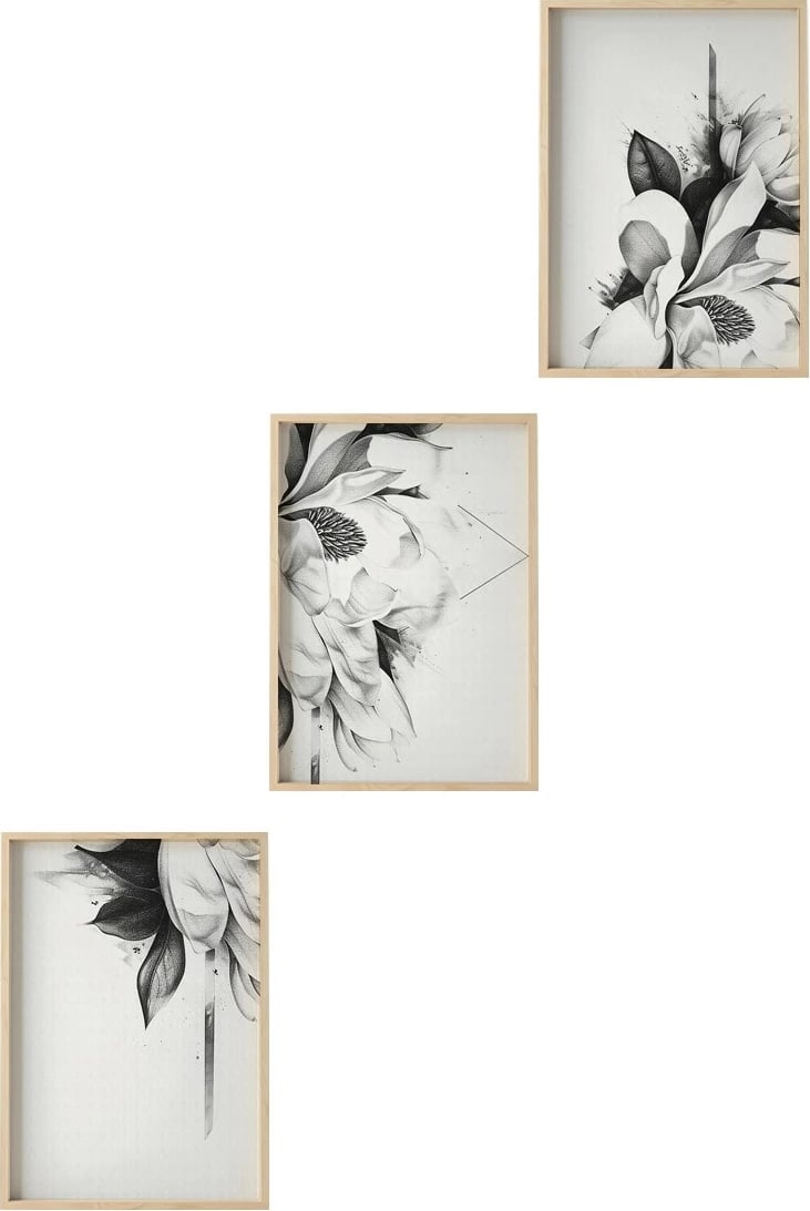 Set pikturash dekorative me kornizë, MDF, shumëngjyrëshe, Wallity, Huhu479, 20x30cm (3 copë)