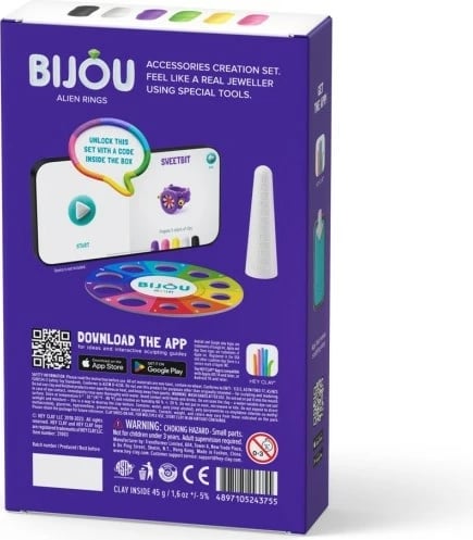 Set plasteline Hey Clay Bijou Alien Rings, Tm Toys, 3 kanaçe, 6 ngjyra, për fëmijë