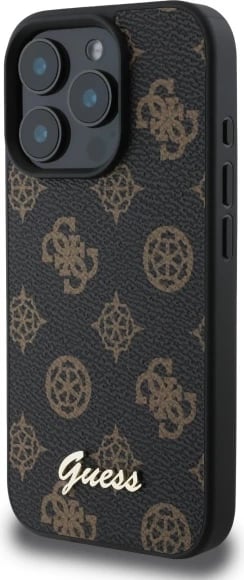 Mbështjellës Guess Peony Script MagSafe për iPhone 16 Pro Max, i zi