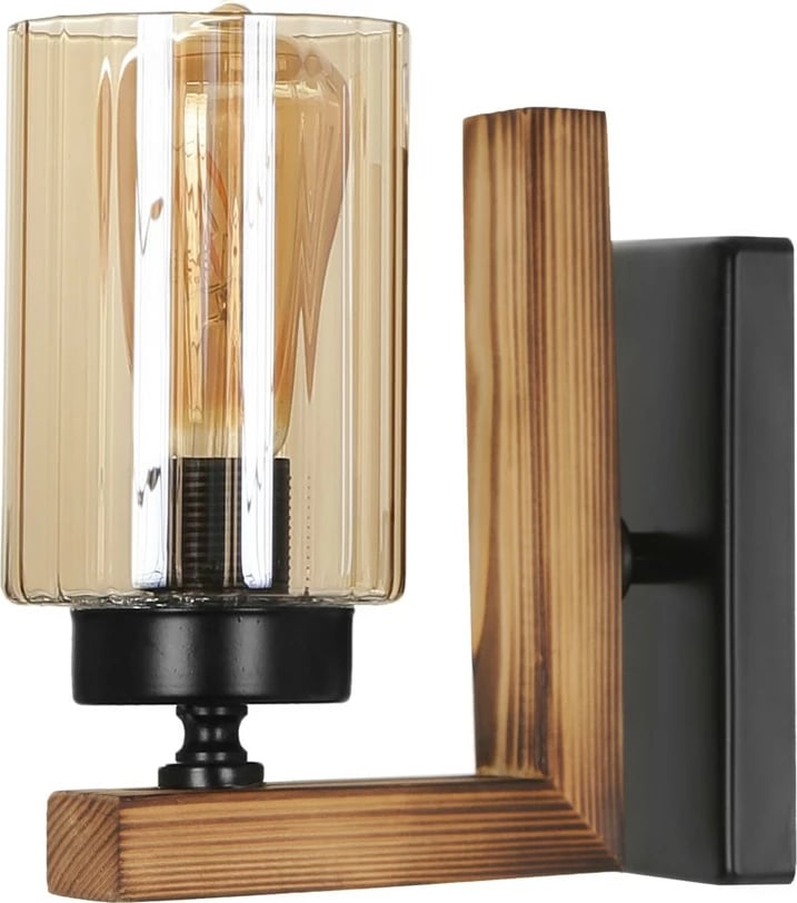 Llambë muri Opviq Linda, trup druri, gotë cilindrike, ngjyrë vintage Llambë muri Opviq Linda, trup druri, gotë cilindrike, ngjyrë vintage