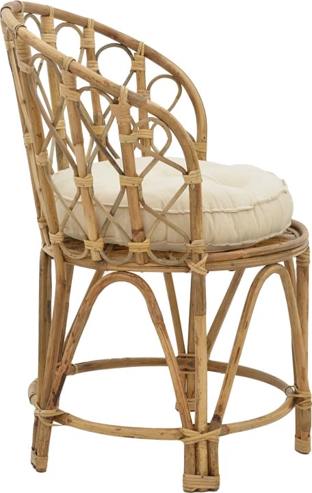 Karrige me krahë prej rrotani natyral me jastëk, 60x46x80 cm