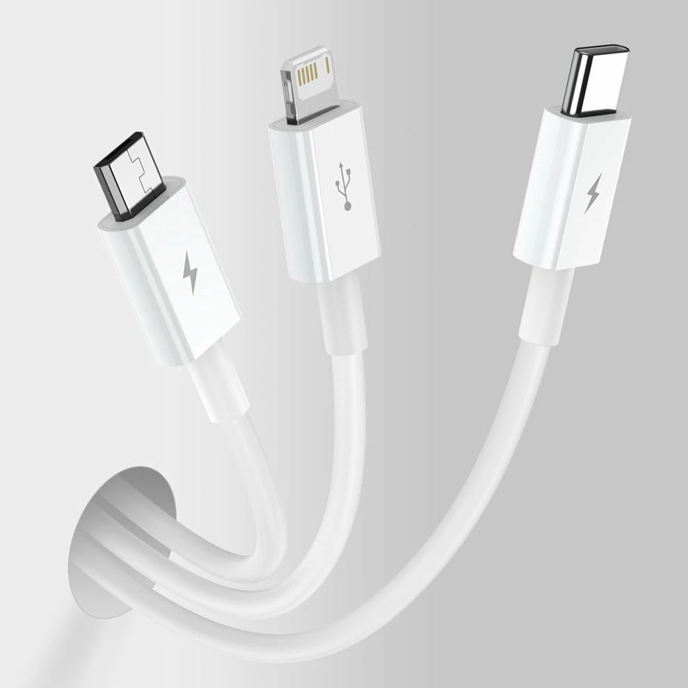 Kabllo 3n1 Baseus Superior CAMLTYS-02, 1.5m, Lightning/USB-C/Micro USB, Bardhë