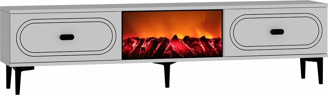 Komodë TV Skye Decor, weny bohem me oxhak dekorativ, e bardhë