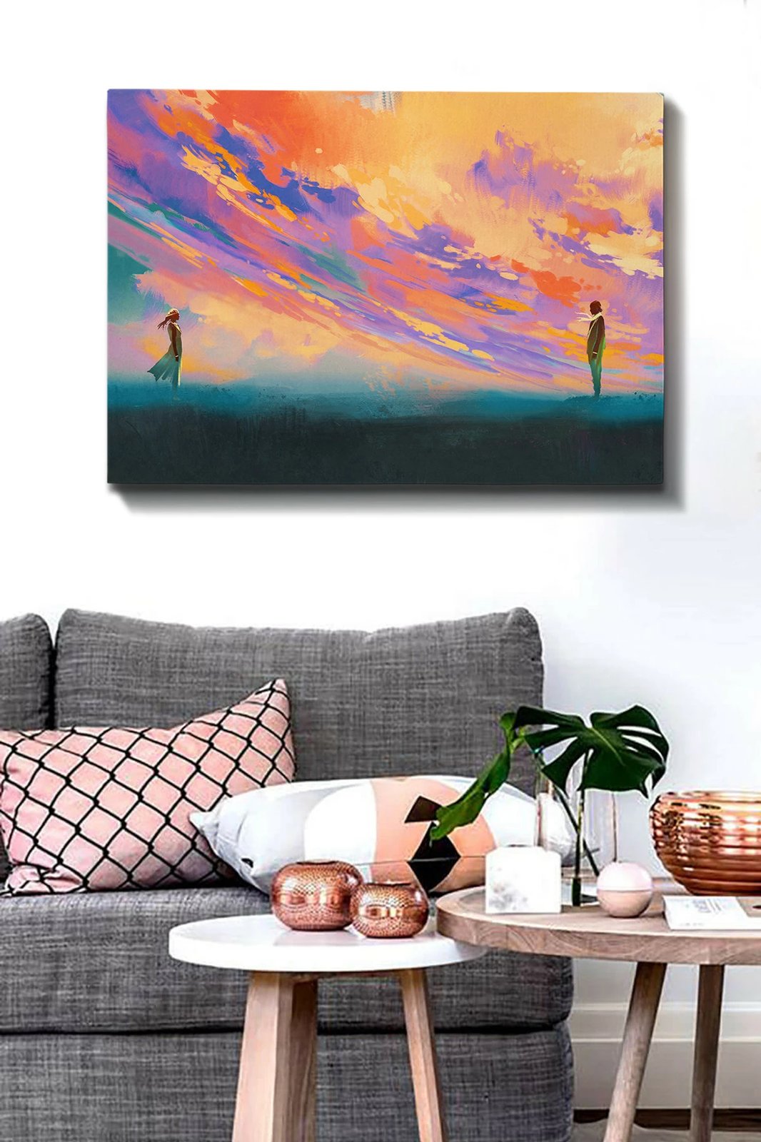 Pikturë dekorative në kanavacë, shumëngjyrëshe, 70x100cm, kornizë druri