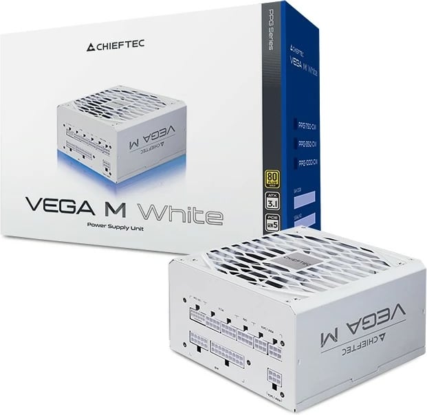 Furnizues energjie ATX, Chieftec PPG-850-CW Vega M, 850W 80+ Gold, modular, ATX 3.1, me 12VHPWR, e bardhë