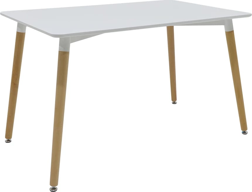 Tavolinë me karrige Natali-Gaston set 5 copë, ngjyrë bardhë-natyrale, 120x80x73cm