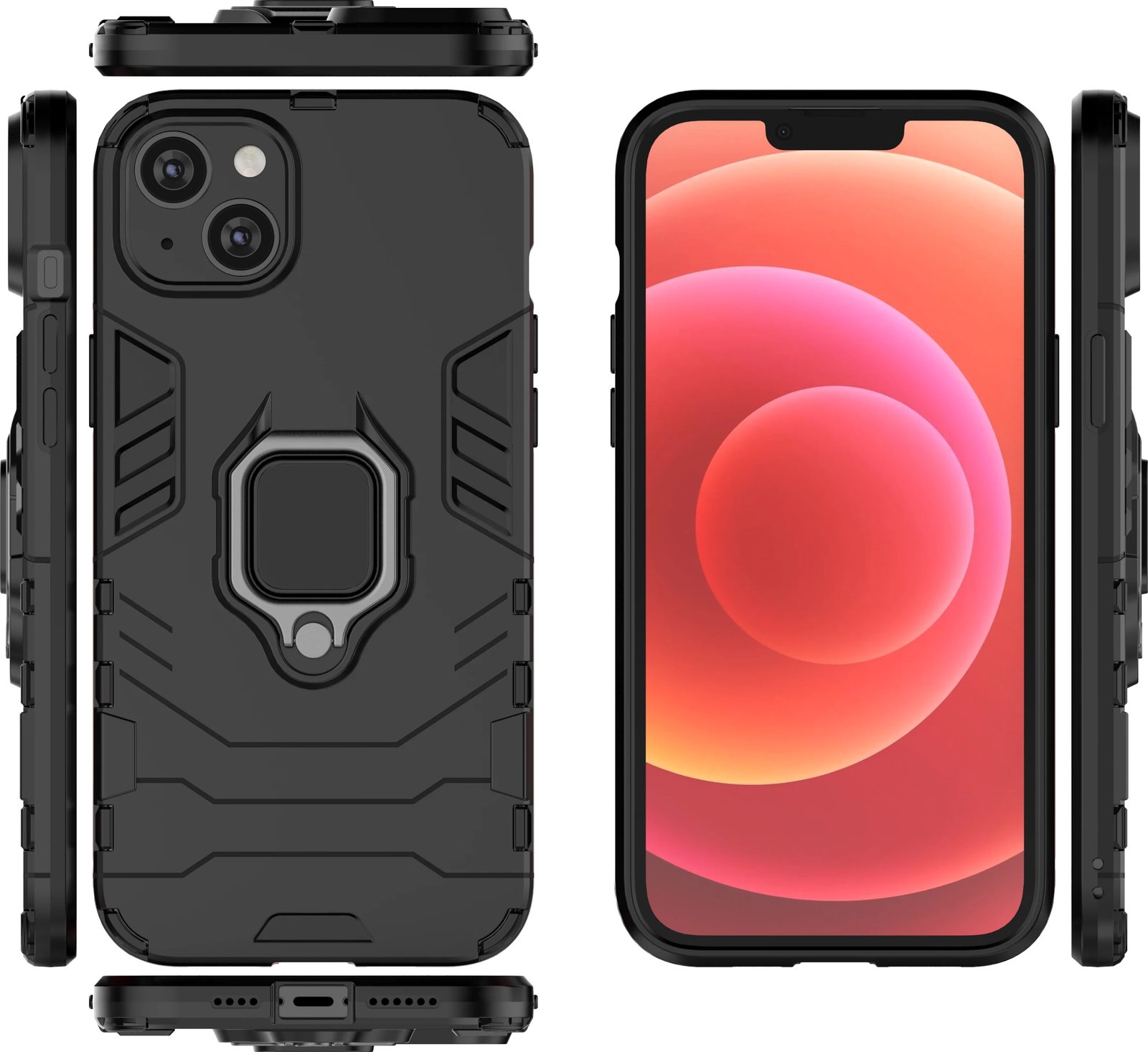 Mbështjellës Hurtel Ring Armor për iPhone 14 Pro Max, me unazë mbajtëse, e zezë