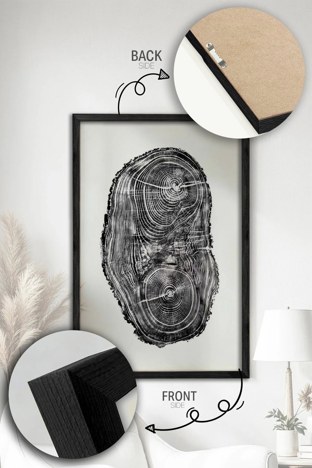 Pikturë dekorative me kornizë (2 copë), Wallity, Ersy2Lımodel27-Sıyah