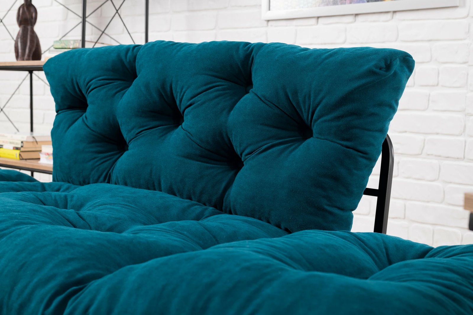Divan-krevat dy ulëshe, ngjyrë petrol blue, Atelier del Sofa, Nitta