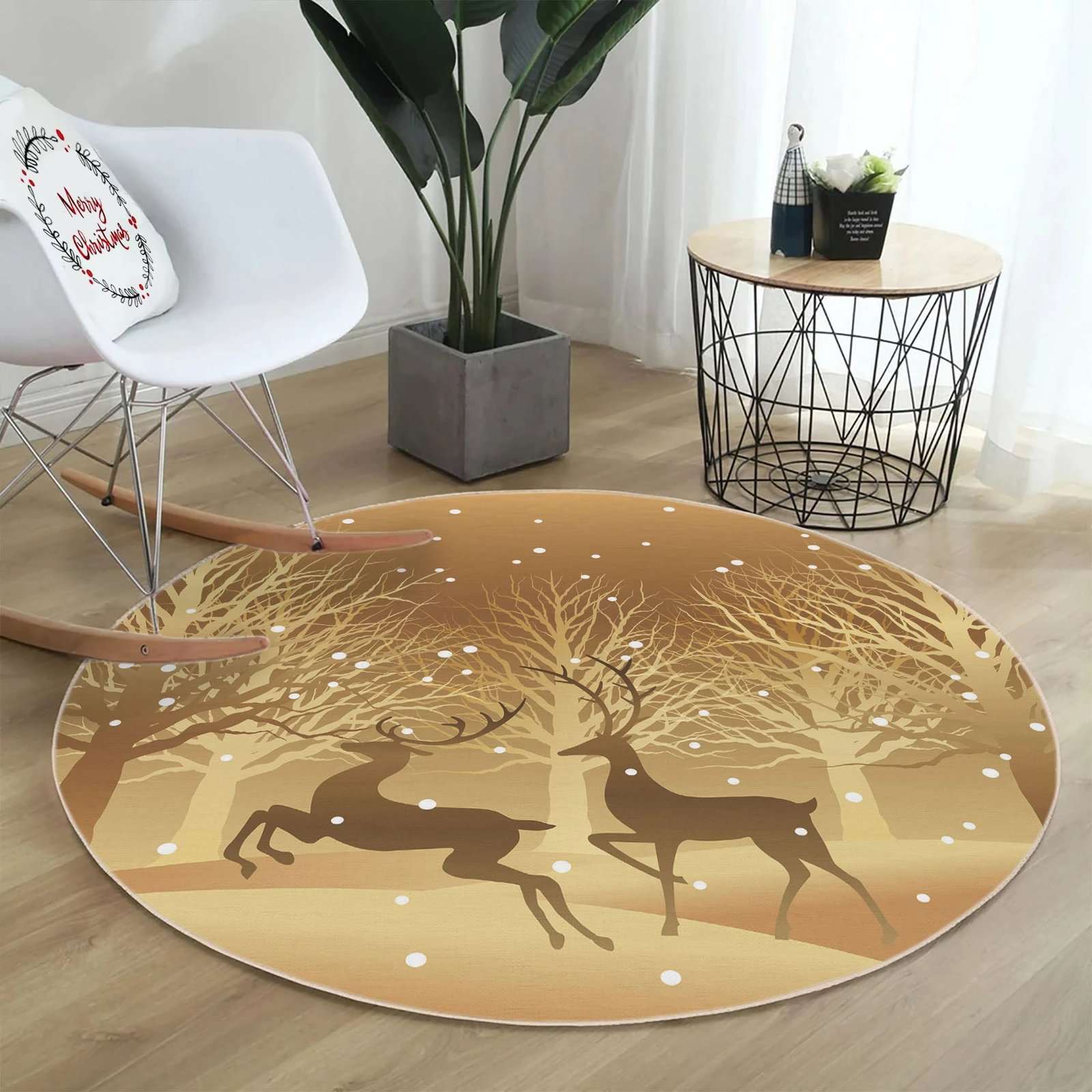 Qilim i rrumbullakët, ngjyrë ari, Conceptum Hypnose, Woopamuk451, 130cm