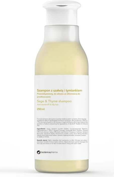 Shampon për femra Botanicapharma Sage & Thyme Anti-Dandruff për flokë të yndyrshme, 250ml