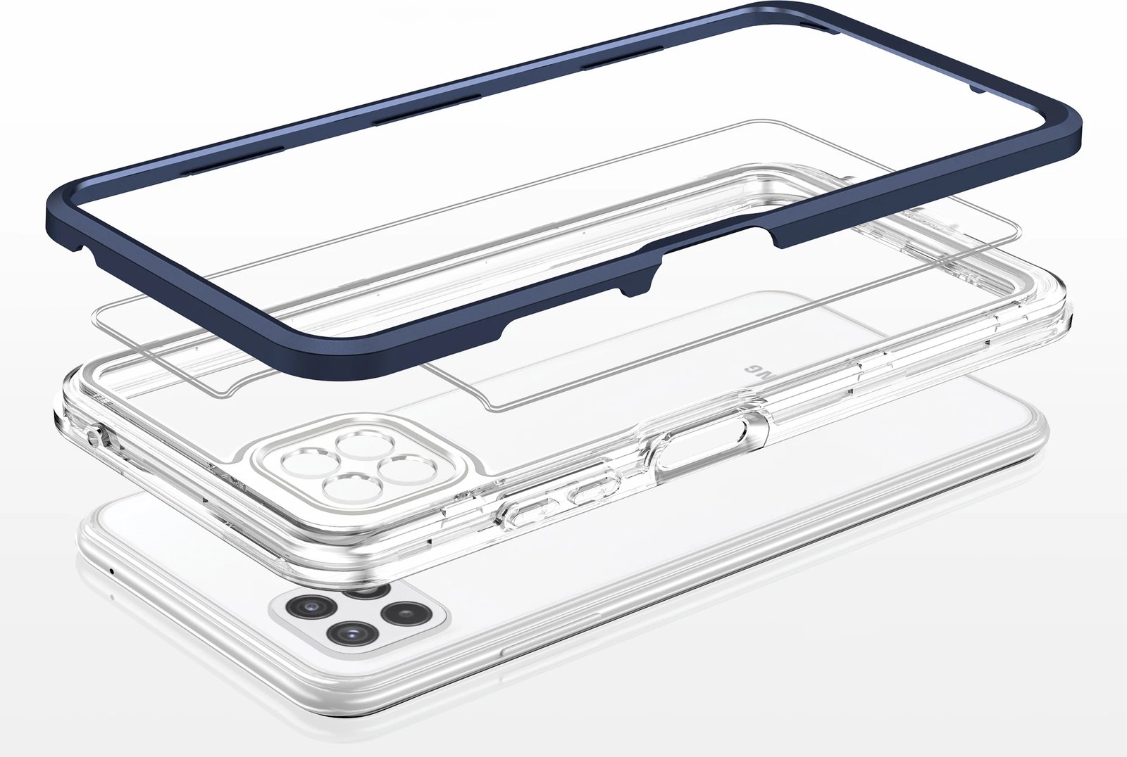 Mbështjellës Hurtel Hybrid Armor Clear 3 in 1 për Samsung Galaxy A22 5G, Blu/Transparent