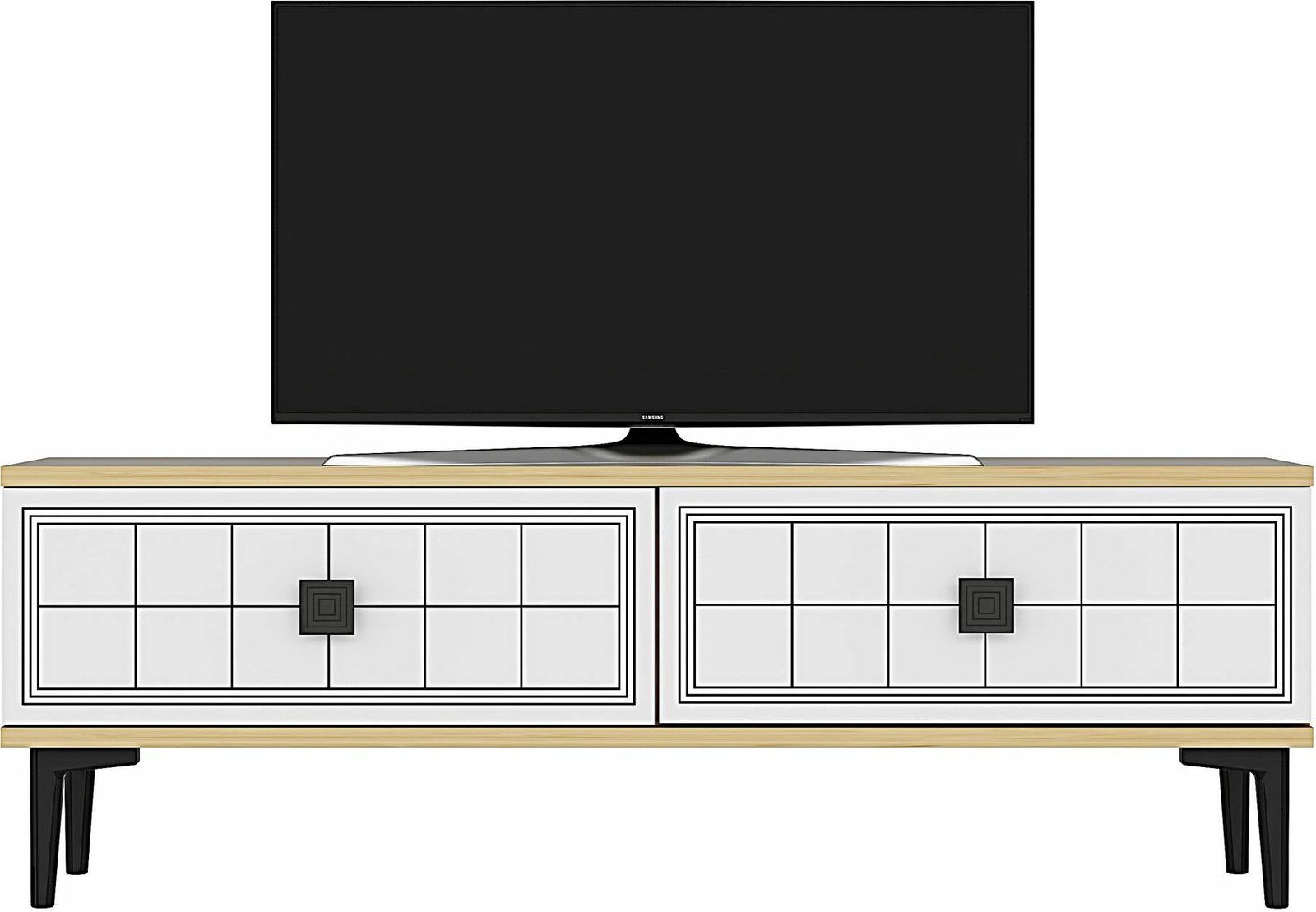 Komodë për TV Skye Decor, Yuka 120, ngjyrë lis safir, e bardhë