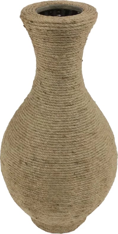 Vazo dekorative Rope, litar natyral, dru kompensatë, 25x25x48cm