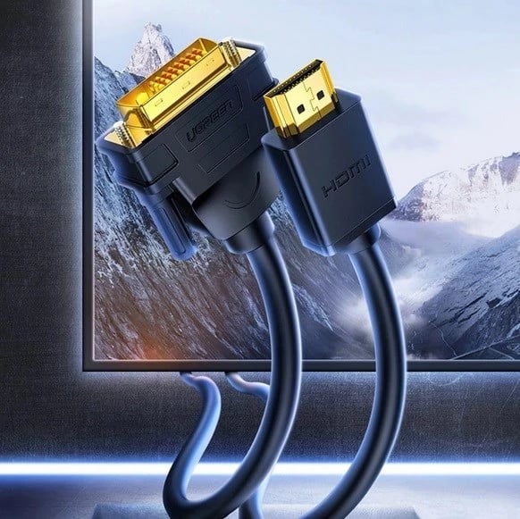 Kabllo HDMI-DVI Ugreen HD106, 1.5m, 24+1 pin, FHD 60Hz, najlon, e zezë