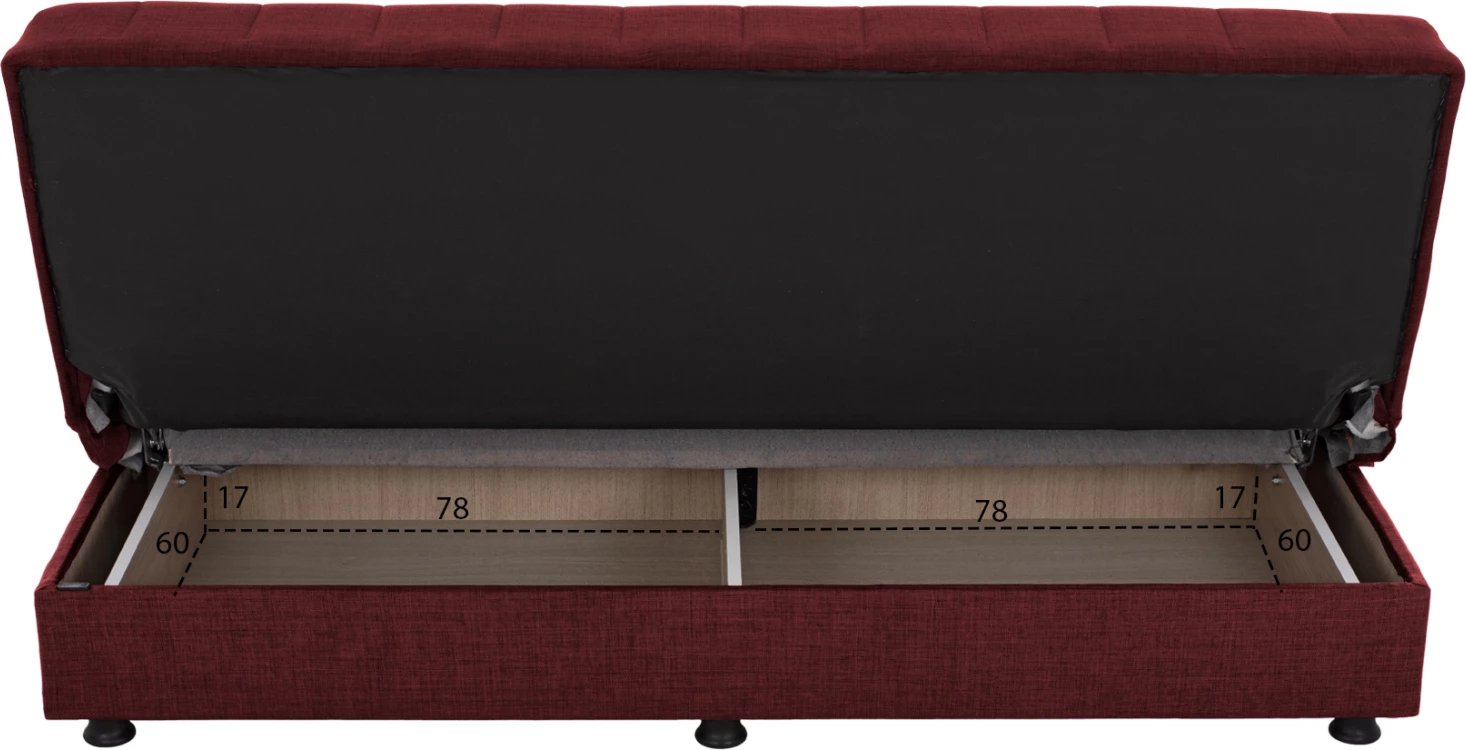 Sofa-shtrat, 3 vendesh, pëlhurë e kuqe, ANDRI FH3239.06