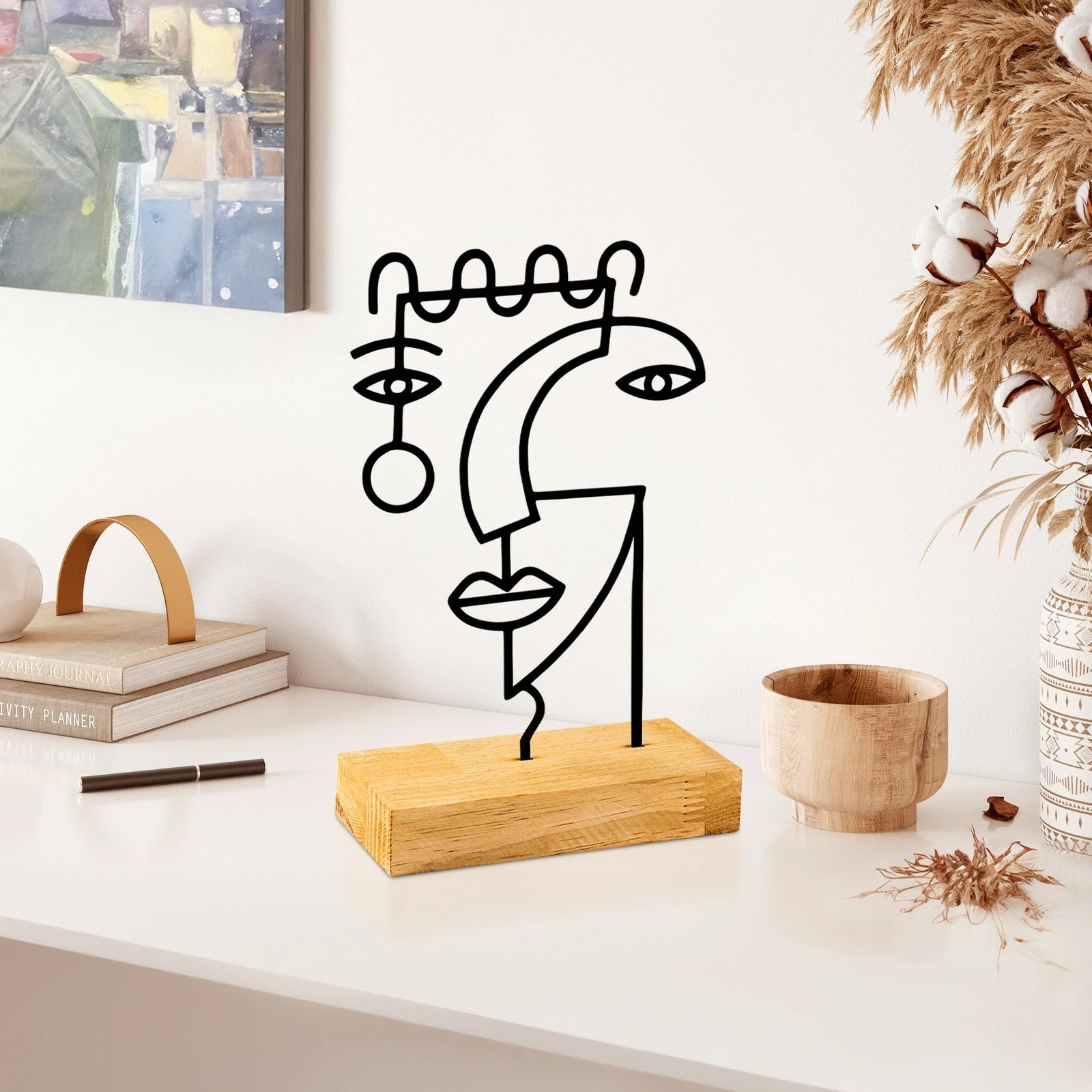Objekt dekorativ Aberto Design, ngjyrë druri dhe e zezë