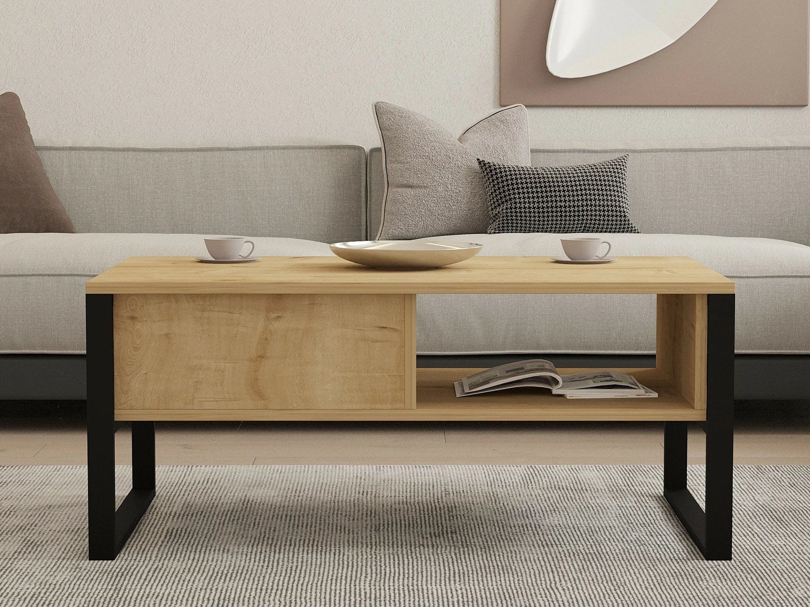 Tavolinë kafeje Hanah Home, Devon Orta, ngjyrë Sapphire Oak