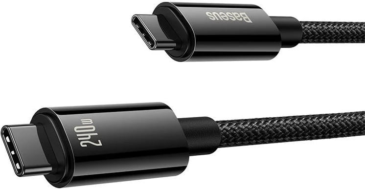 Kabllo USB-C në USB-C Baseus Tungsten Gold, 3m, 240W, e zezë Kabllo USB-C në USB-C Baseus Tungsten Gold, 3m, 240W, e zezë