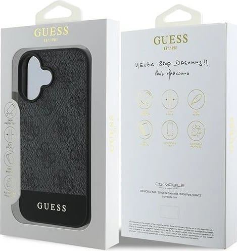 Mbështjellës Guess 4G Bottom Stripe për iPhone 16 Plus 6.7", Gri Mbështjellës Guess 4G Bottom Stripe për iPhone 16 Plus 6.7", Gri