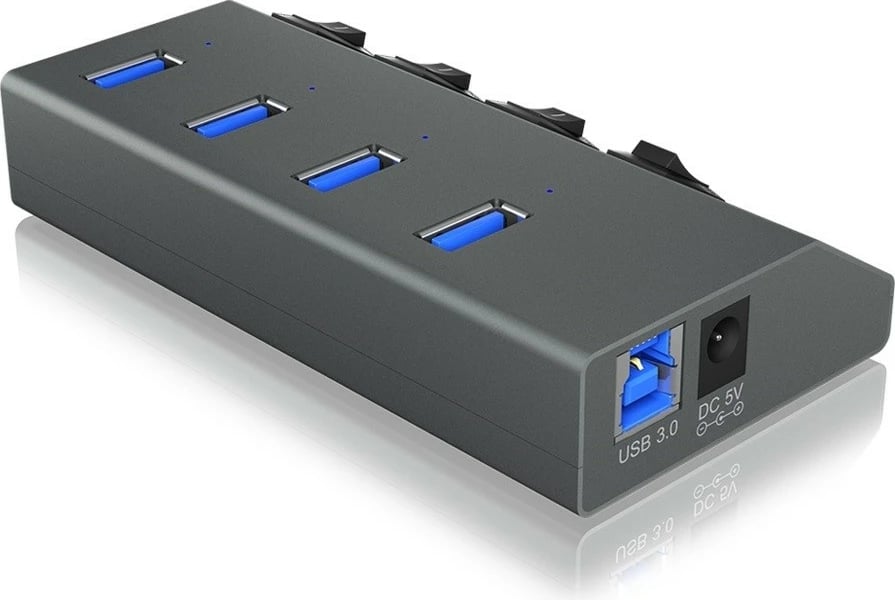 Hub USB 3.0 IcyBox IB-HUB1405C, 4 porta, Gri