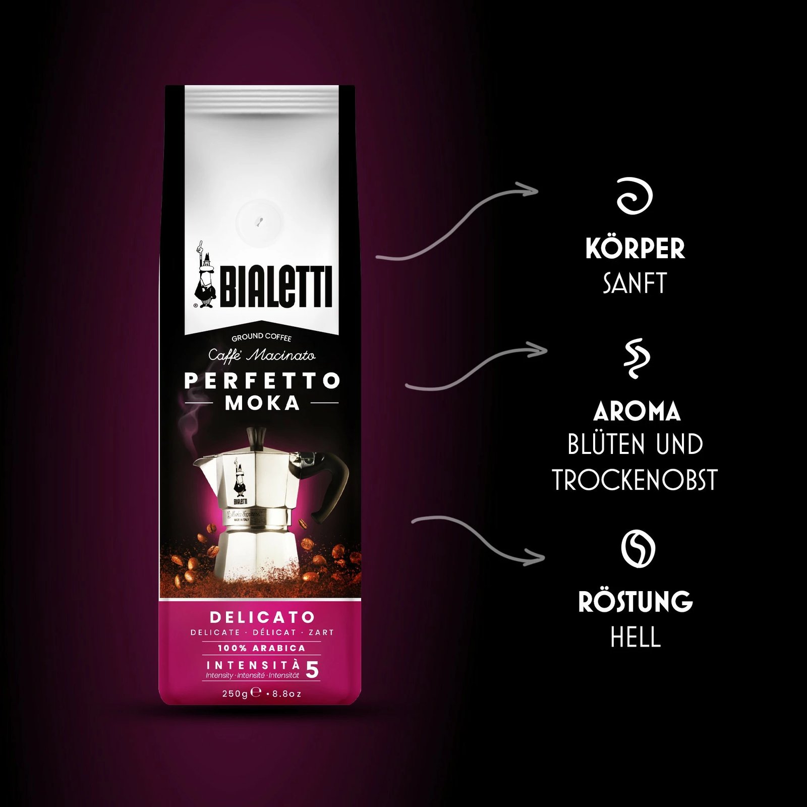 Kafe e bluar Bialetti Perfetto Moka Delicato 250g