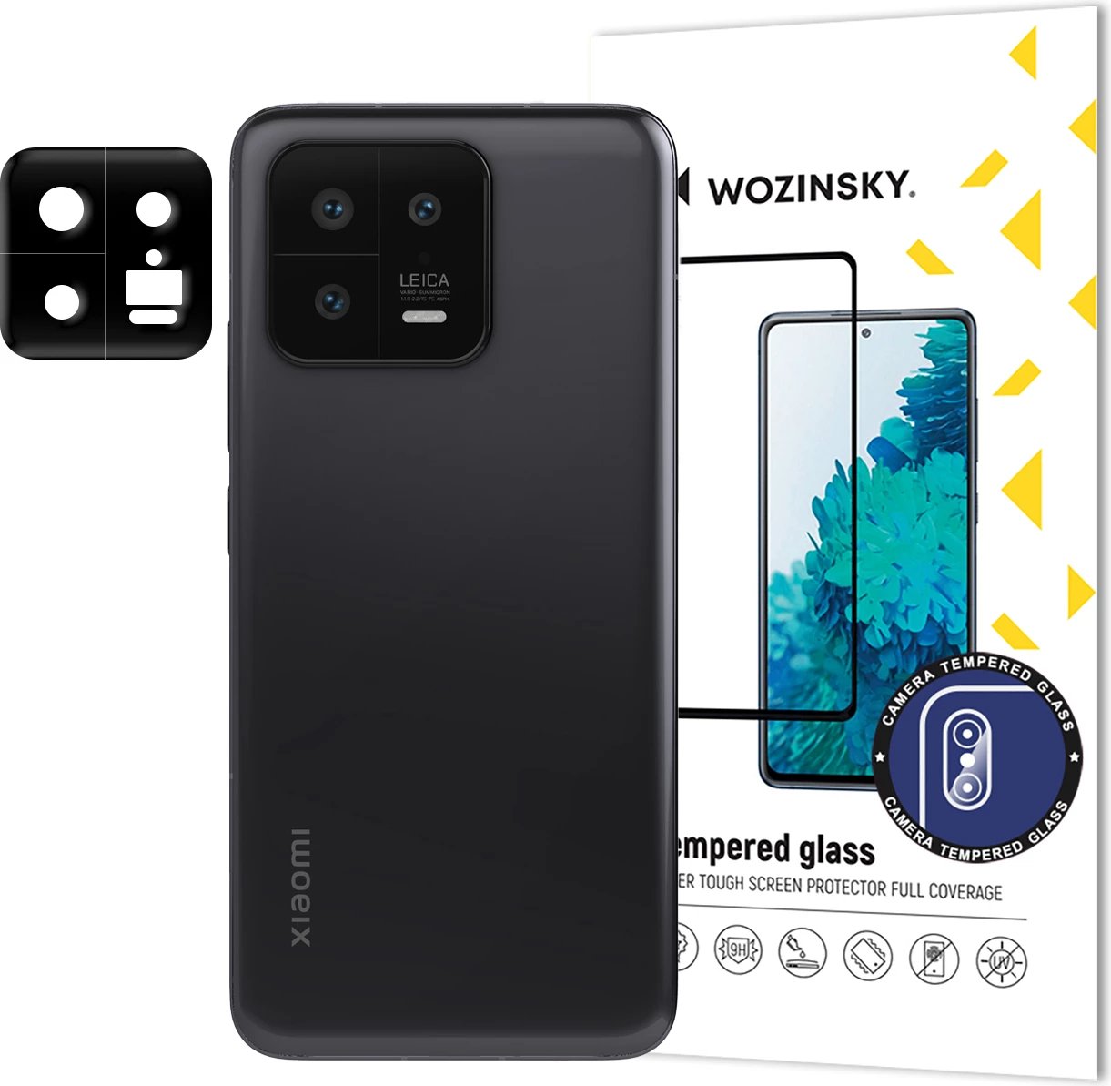 Xham i temperuar për kamerë Wozinsky Full Camera Glass për Xiaomi 13, 9H, Zi